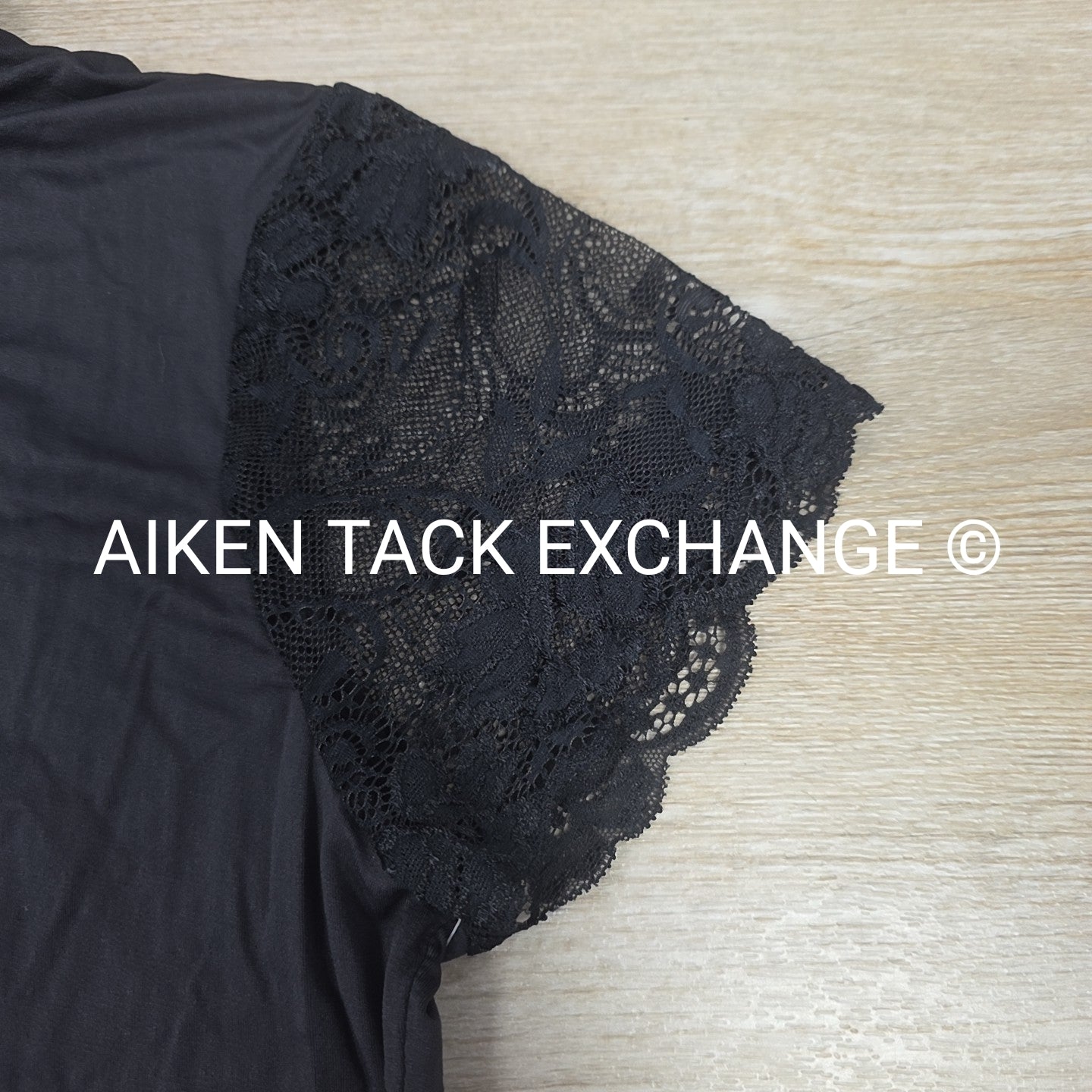 Kastel Denmark Black Galloon Lace Short Sleeve Sun Shirt, Size Small