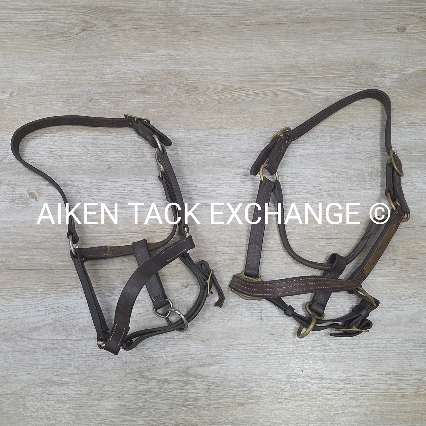 BARGAIN BUNDLE: 2 Leather Halters, Brown, Size Full