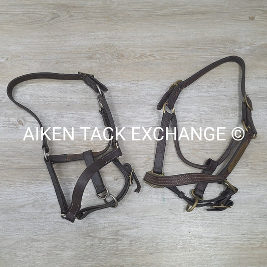 BARGAIN BUNDLE: 2 Leather Halters, Brown, Size Full