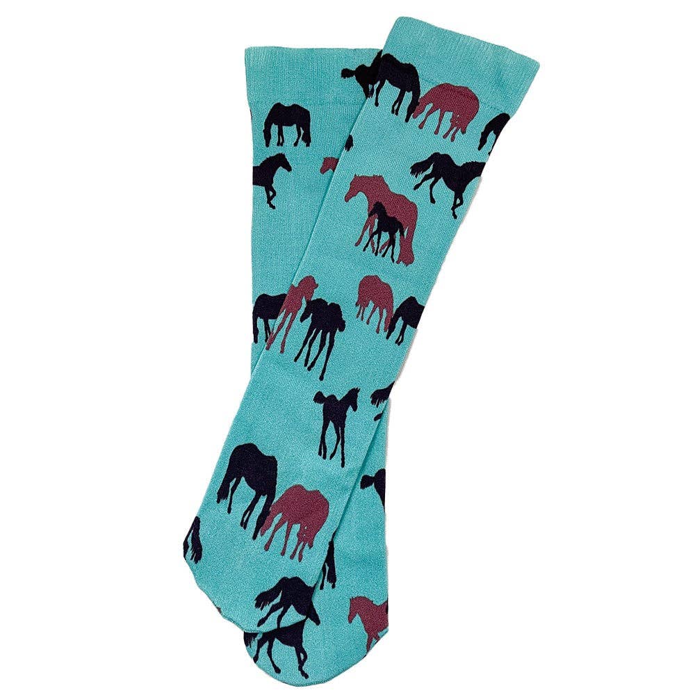 AWST Int'l Children's Lila Mare and Foals Socks: Turquoise / STD