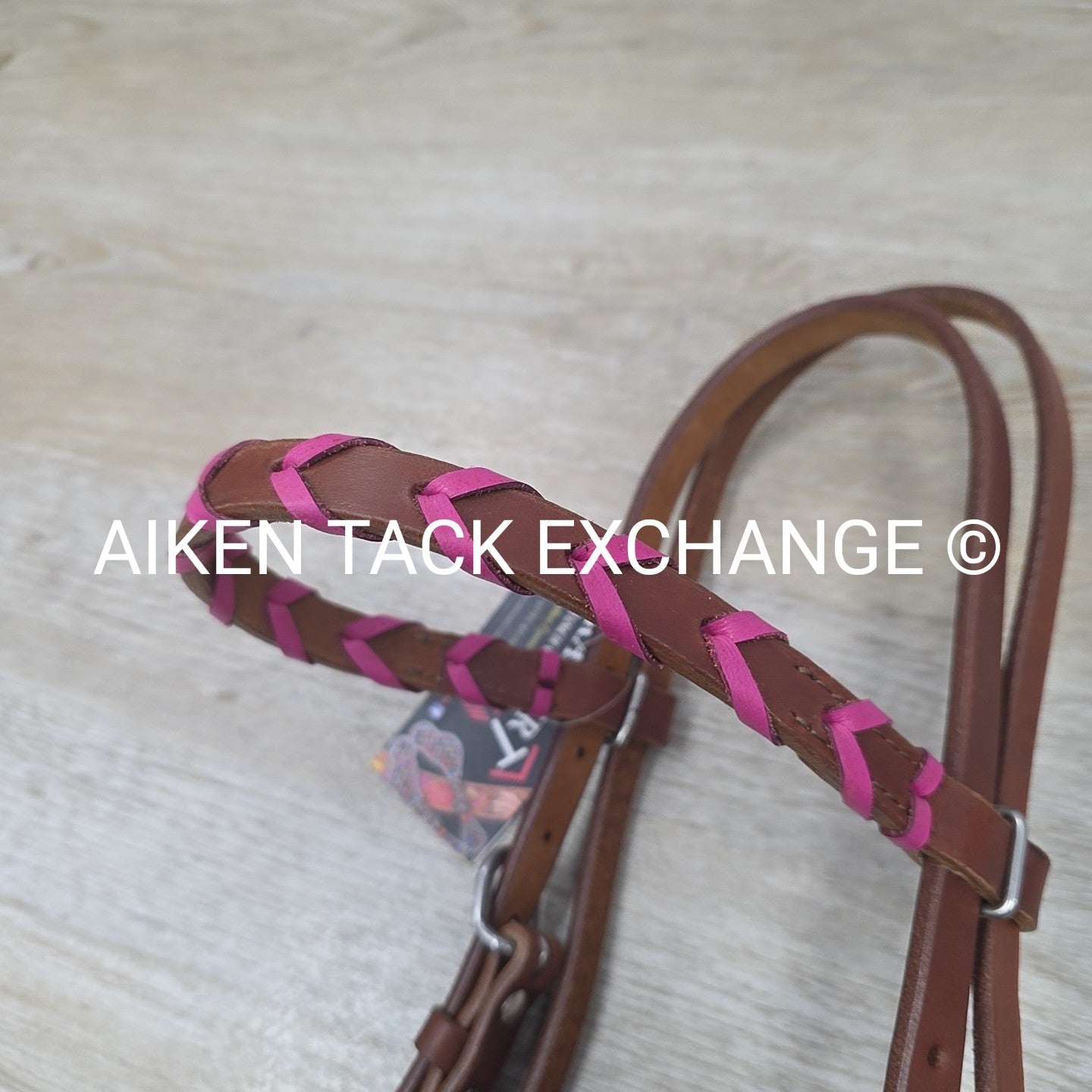 Rafter T Ranch Company Pink Plaited Browband Headstall with Matching Reins