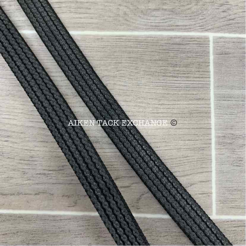 KL Select Red Barn Special Grip Reins (No Stops), Black, Size Full - 54"