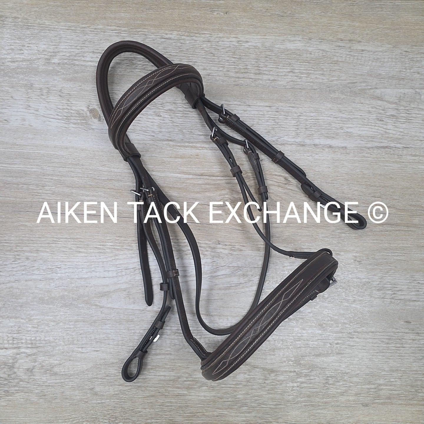 Monocrown Fancy Stitched Bridle, No Reins, Brown, Size Full