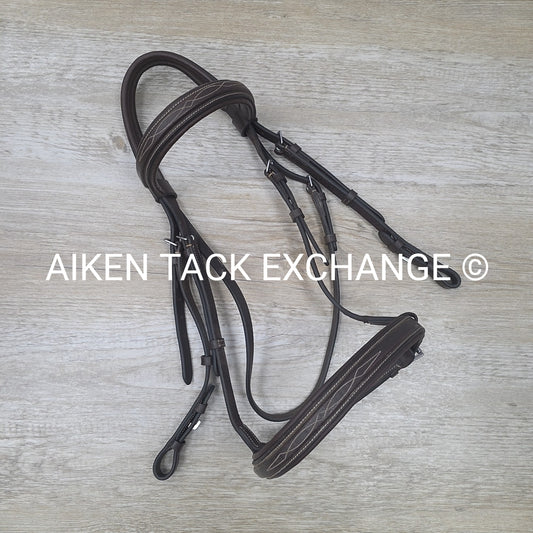 Monocrown Fancy Stitched Bridle, No Reins, Brown, Size Full