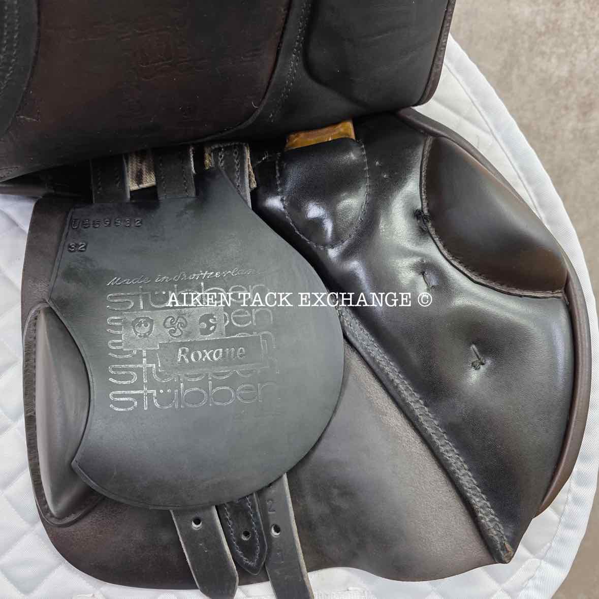 2007 Stubben Roxane Deluxe Jump Saddle, 18.5" Seat, 32cm Tree - Wide Tree, Wool Flocked Panels
