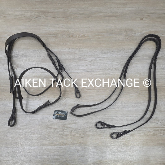 HDR Pro Collection Hunt Bridle with Laced Reins, Havana, Oversize