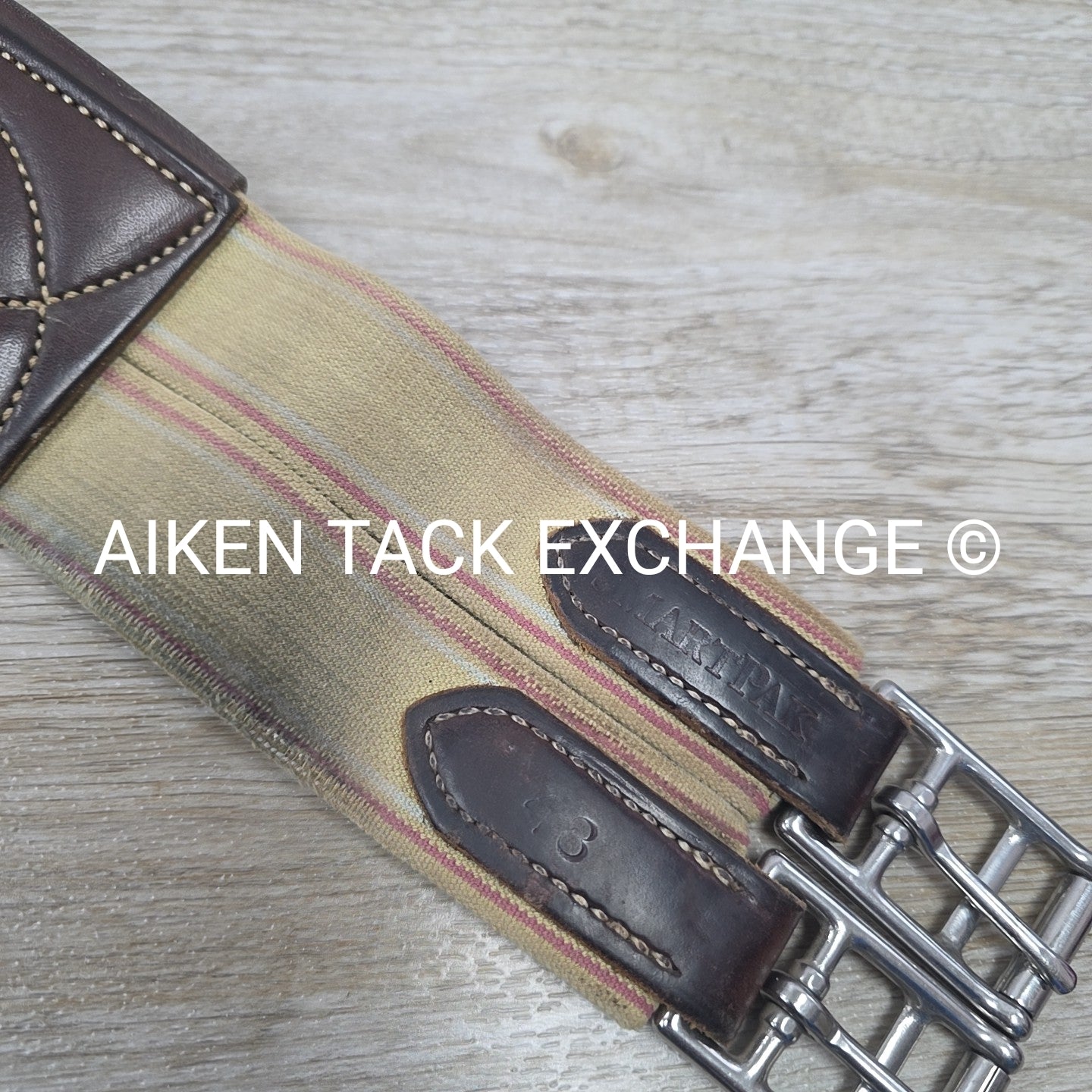 SmartPak Fancy Stitch Girth with Elastic on One Side, Brown, 48"