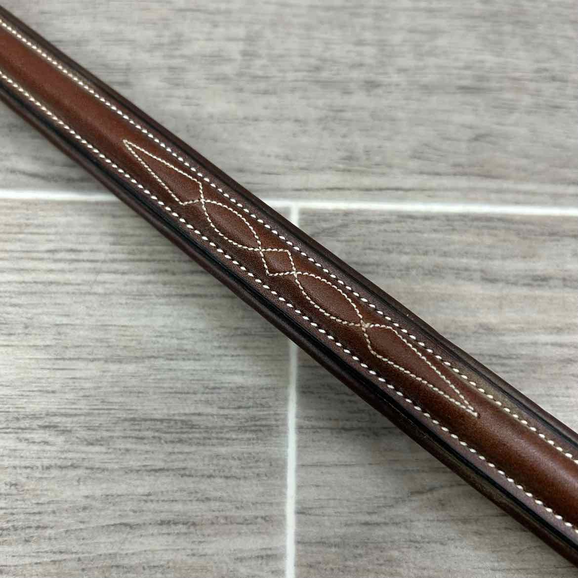 Nunn Finer Bellisino Fancy Stitched Browband, Brown, Size Full, Brand New