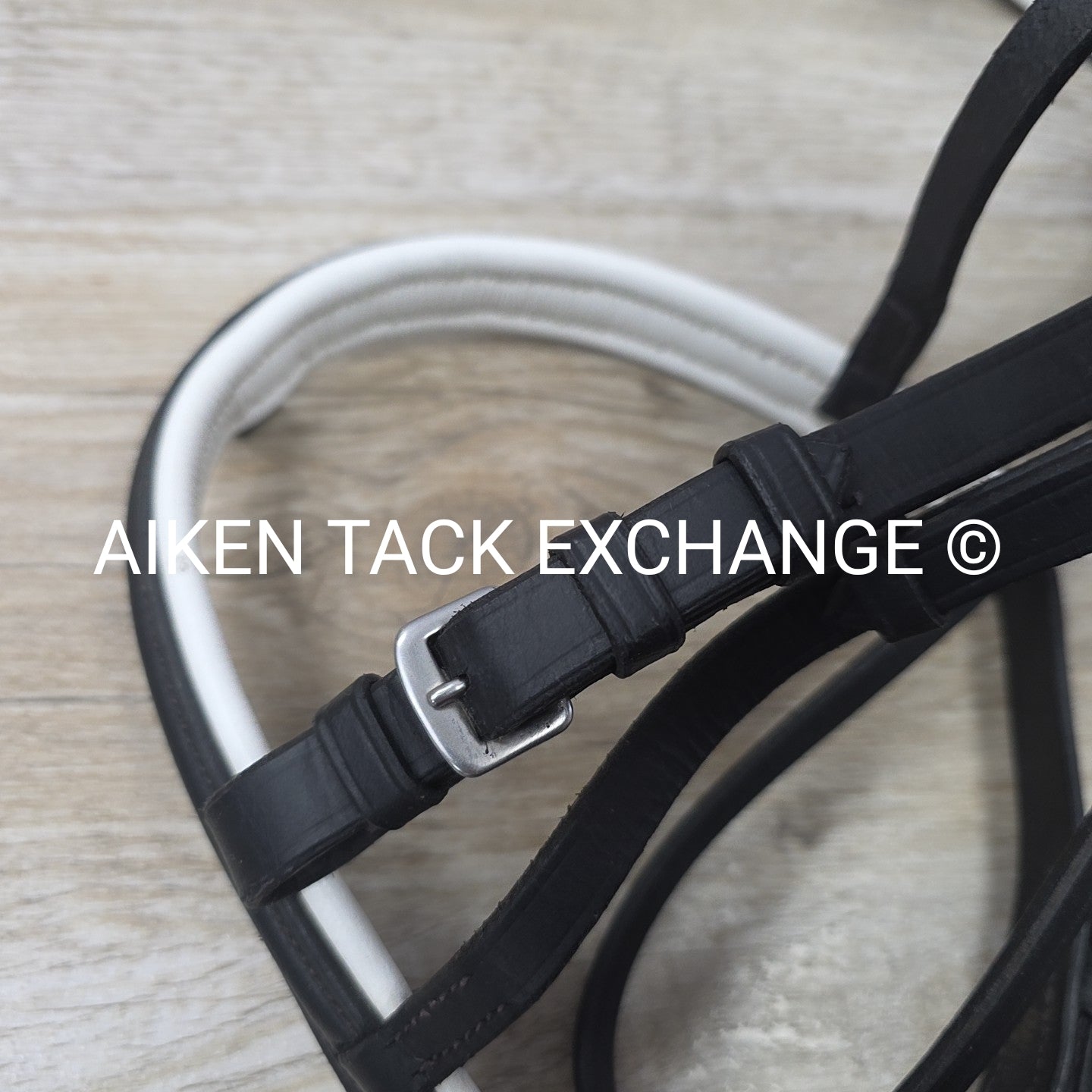 Classic Dressage Bridle with Laced Reins, Missing Flash, Black with White, Full