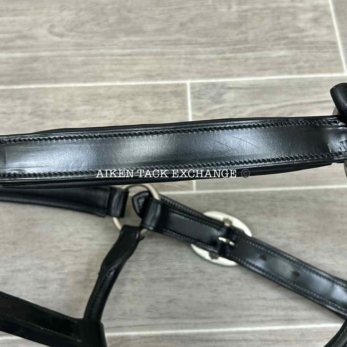 KL Select Red Barn Padded Leather Halter, Black/Nickel, Size Full