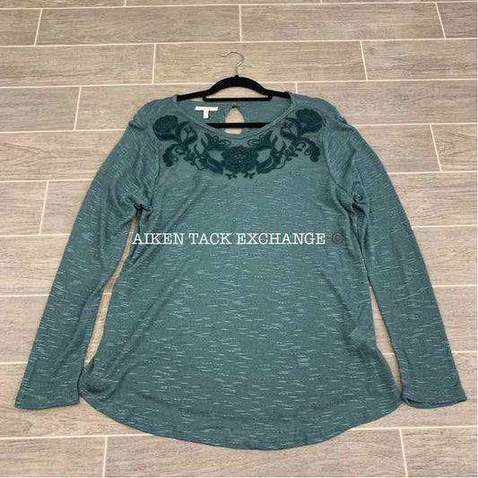 Maurices Long Sleeve Sweater with Lace, Women's Size 0X (Plus Size)