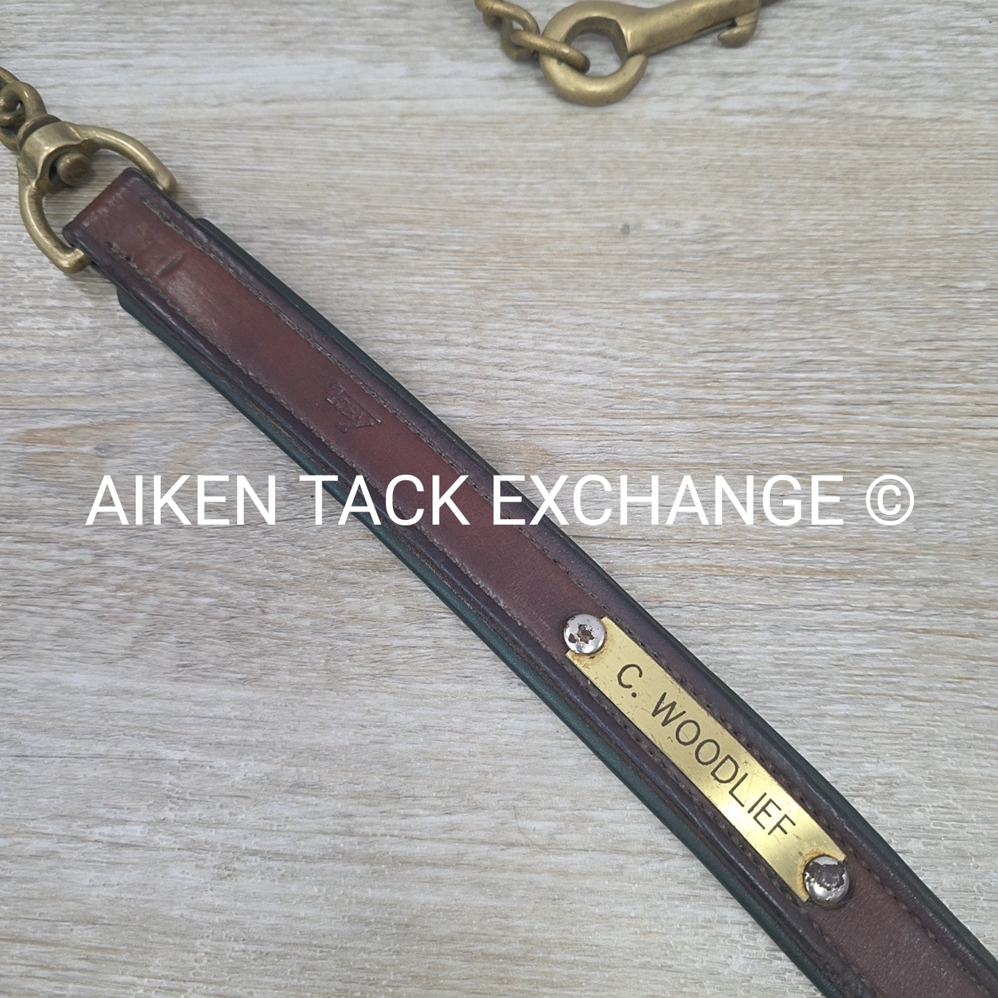 Tory Leather Padded Lead w/ Chain (has nameplate)