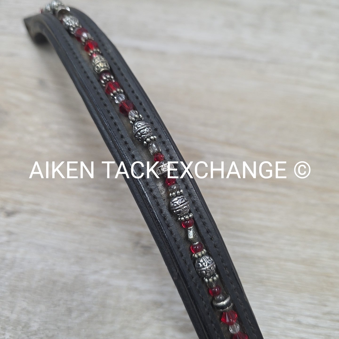 Padded Beaded Browband, Black, 15"