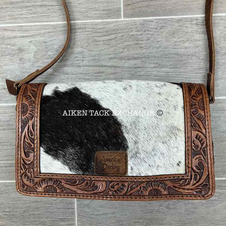 American Darling Tooled Leather & Hair On Hide Cross Body Handbag