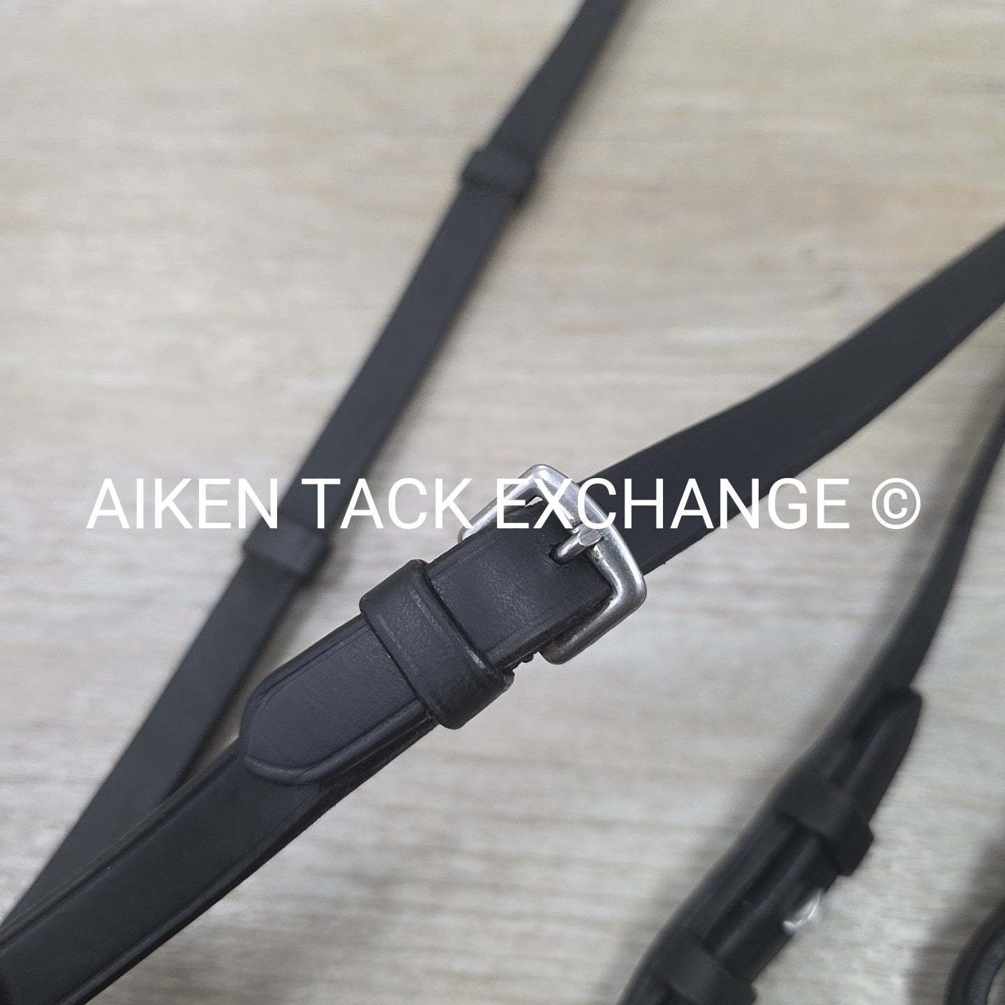 Leather Reins with Hand Stops, Black, 56"