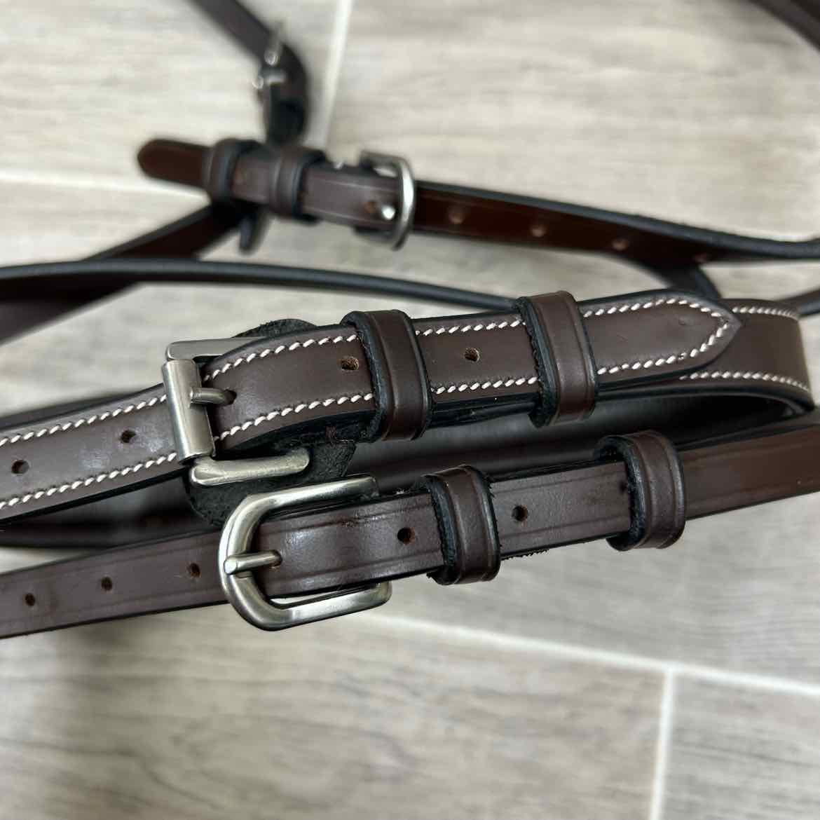 ExionPro Fancy Stitched Padded Bridle, No Reins, Brown, Oversize