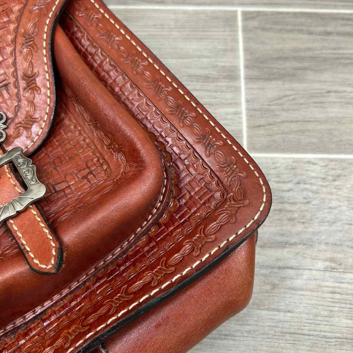 Tooled Leather Saddle Bag