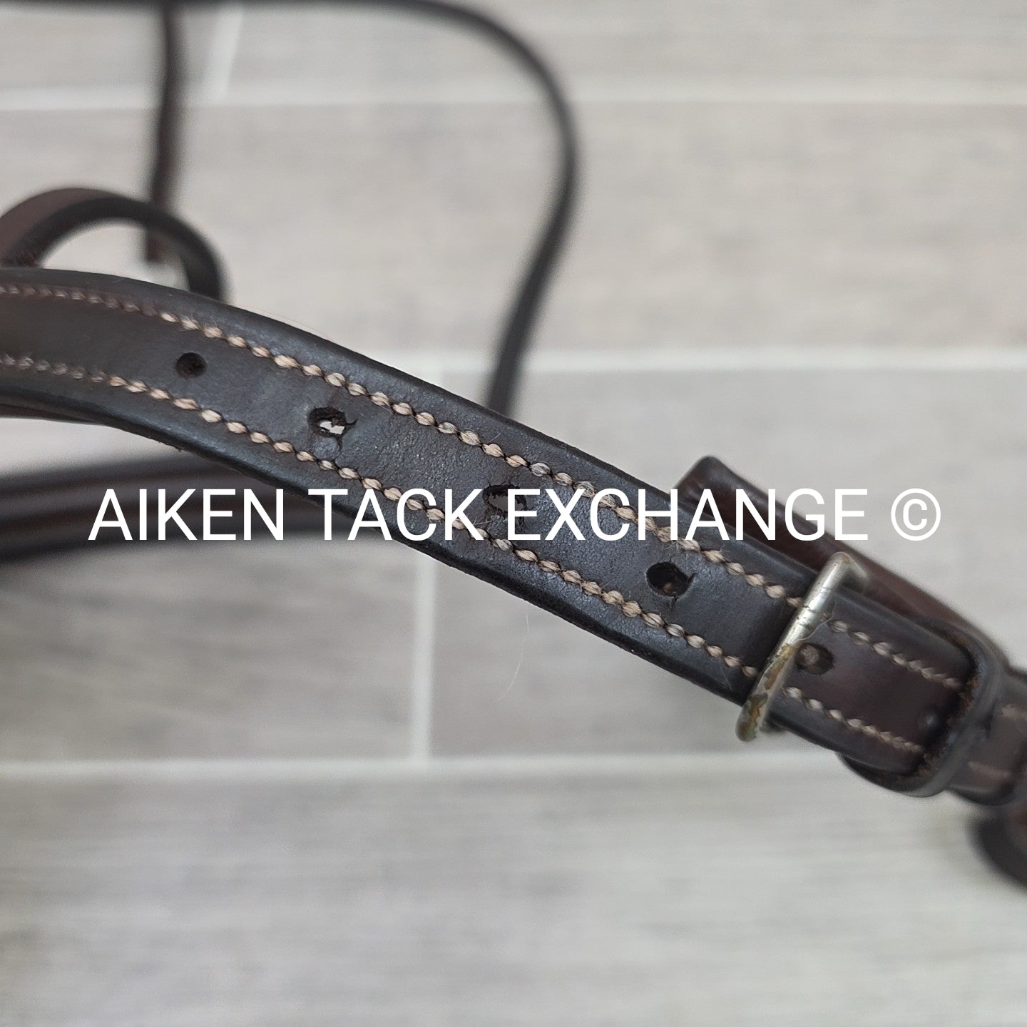Plain Raised Noseband with Matching Browband, Brown, Size Full