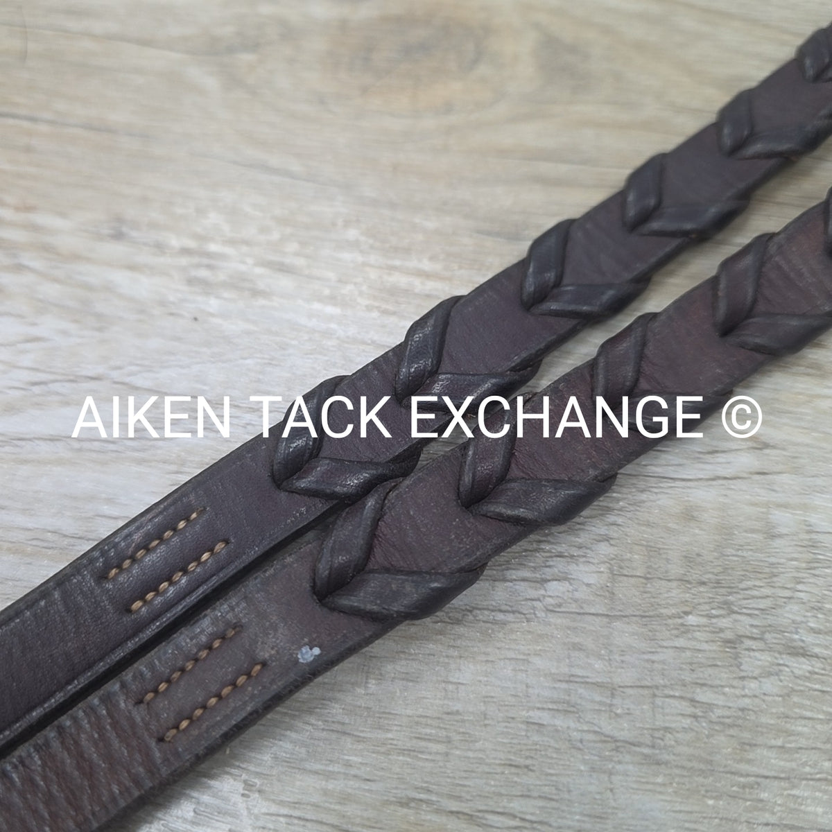Fancy Stitched Laced Reins, Brown, 56"