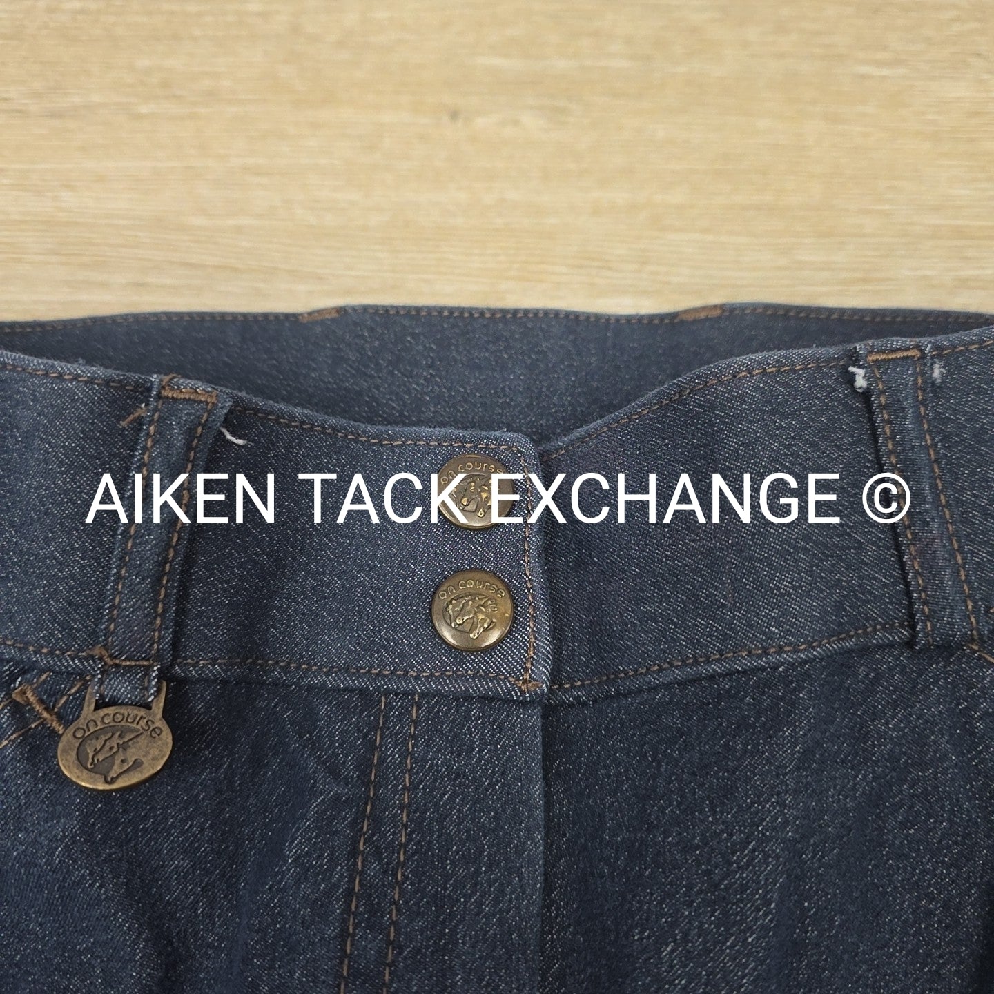 On Course Denim Knee Patch Breeches, Size 26