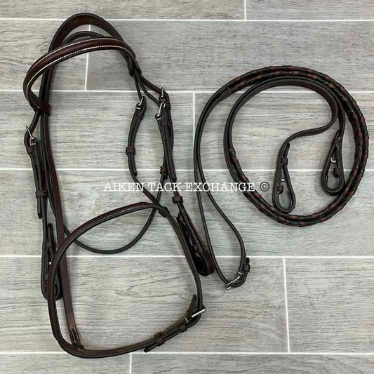 Crosby Plain Raised Bridle with Matching Laced Reins, Sized Cob