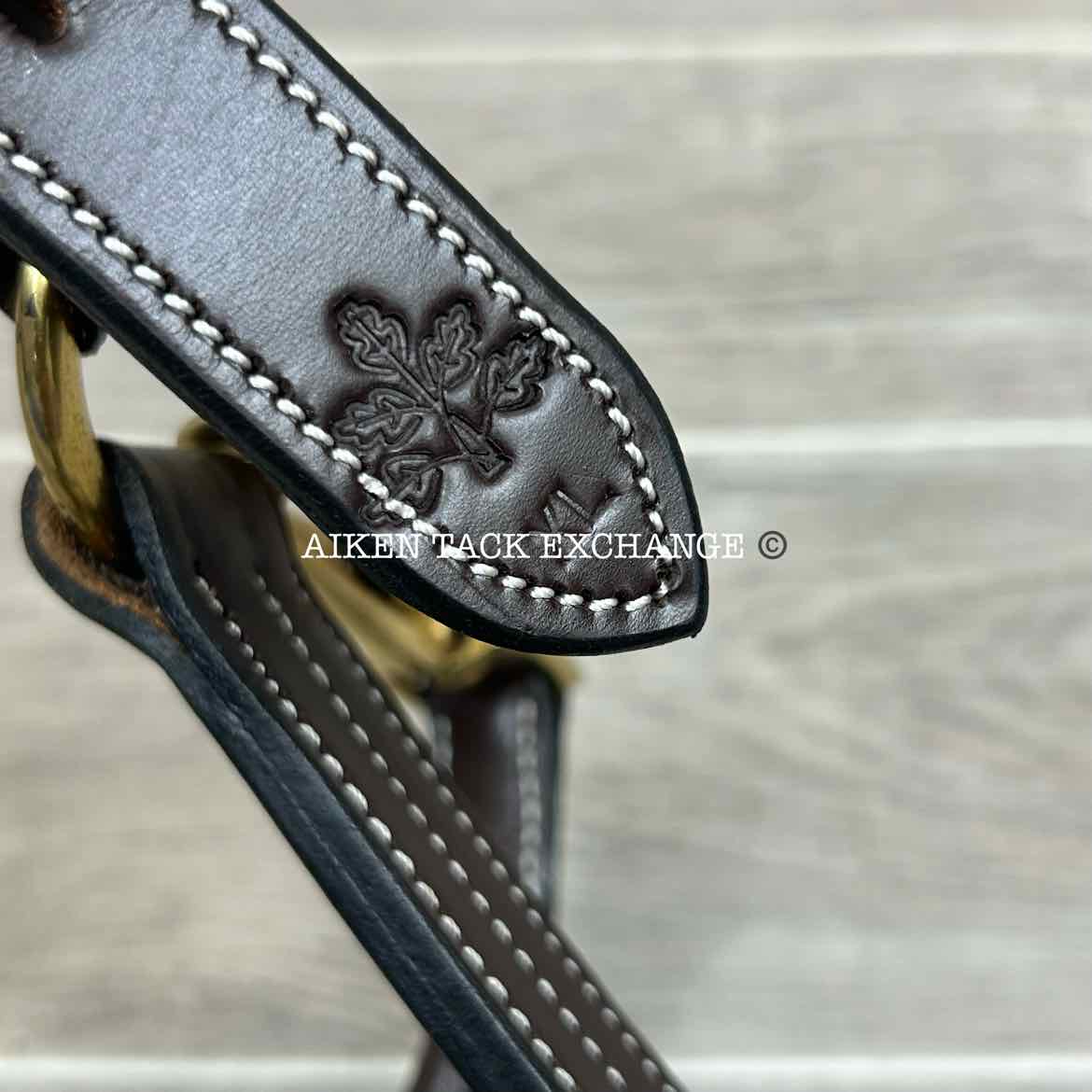 KL Select Black Oak Pine Leather Halter, Brown/Brown, Oversize