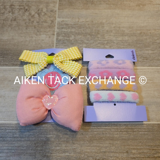 Claire's Hair Bundle - 1 Pack of Hair Ties, 3 Hair Clips