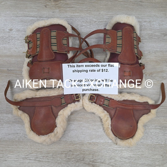 Classic Equine Fleece Lined Open Front Boot Set, Front & Back, Buckle Closure, S