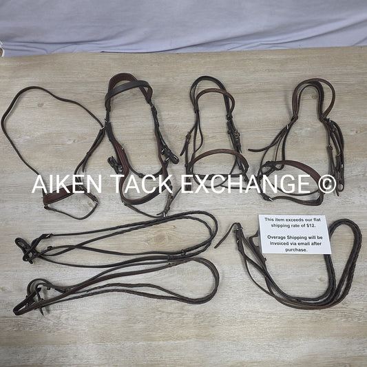BARGAIN BUNDLE: 2 Fancy Stitched Bridle, 1 Micklem Bridle, 1 Drop Noseband, 3 Pa