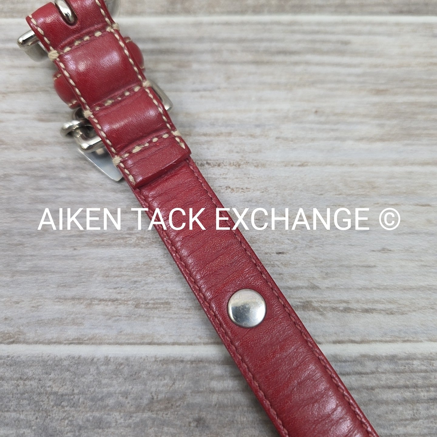 Coach Leather Red Grommet Dog Collar, Size Small