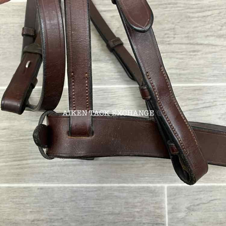 KL Select Foxwell Flat Hunt Bridle with Matching Laced Reins, Brown, Size Full