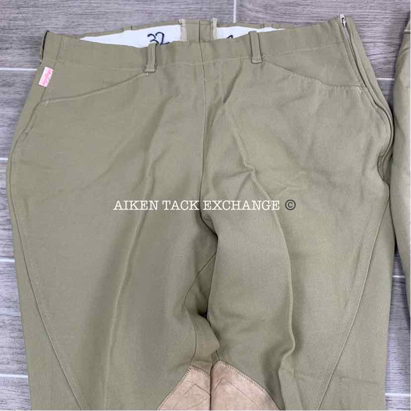 BARGAIN BUNDLE: 2 Pairs Tailored Sportsman Side Zip Knee Patch Breeches, Size 32