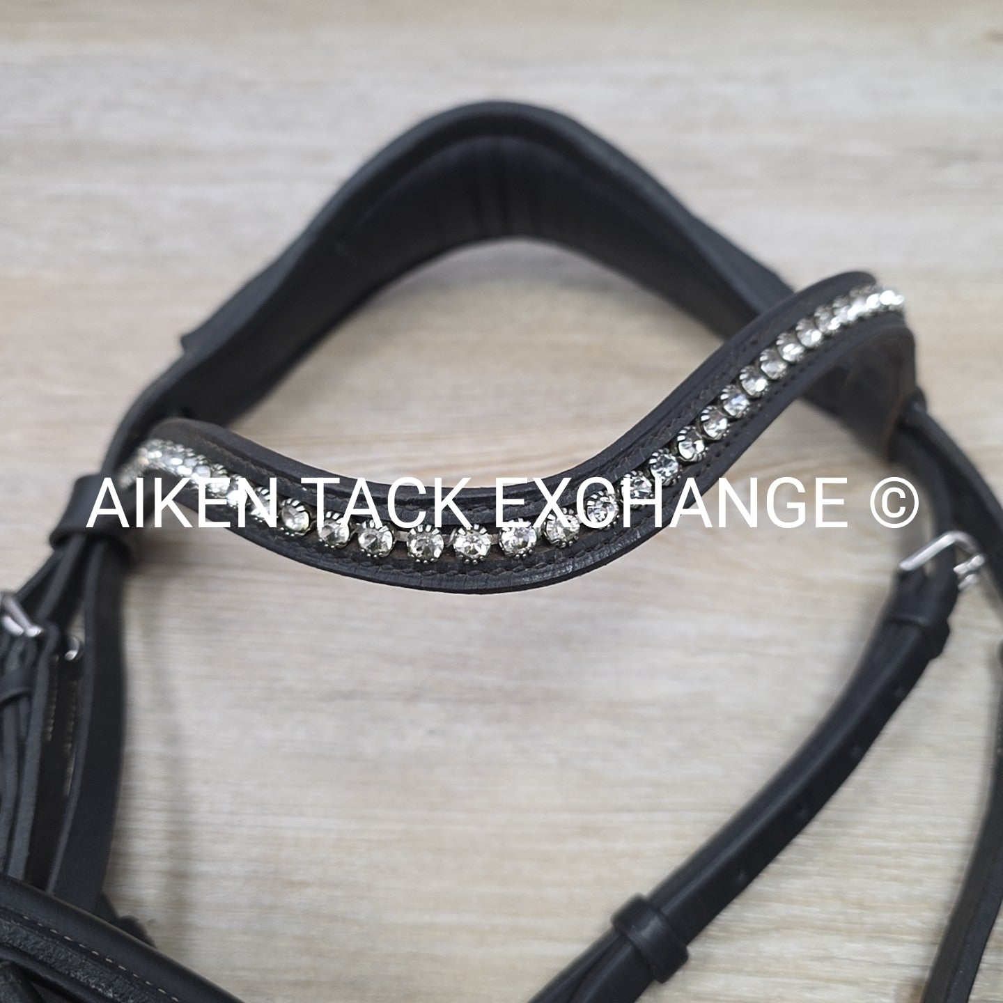 CWD Anatomic French Noseband Bridle with Fancy Stitching & Bling Browband, Black