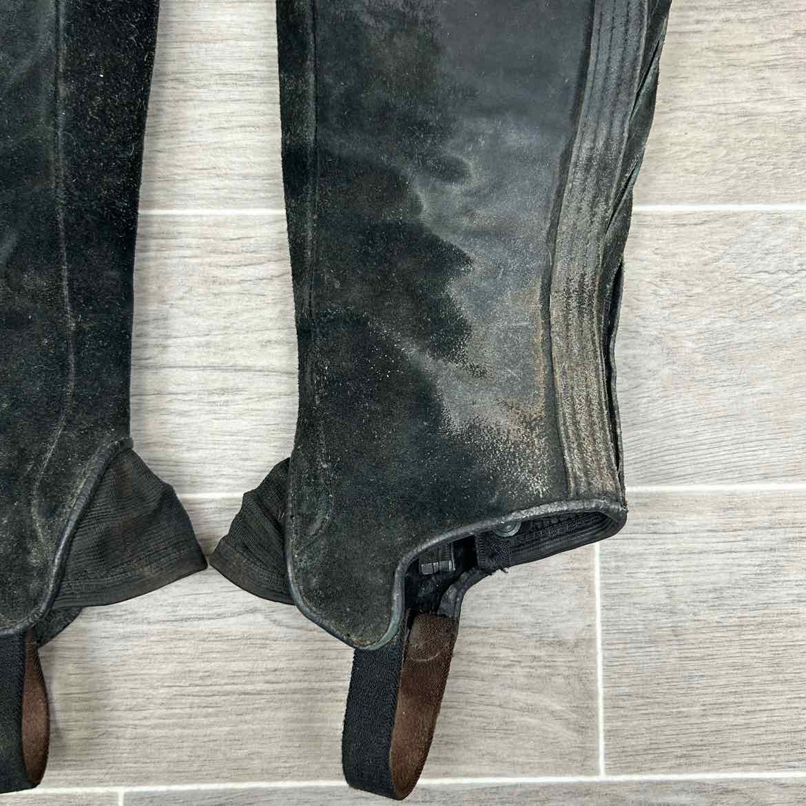 Tredstep Suede Half Chaps, Black, Size Calf 16 Height 17
