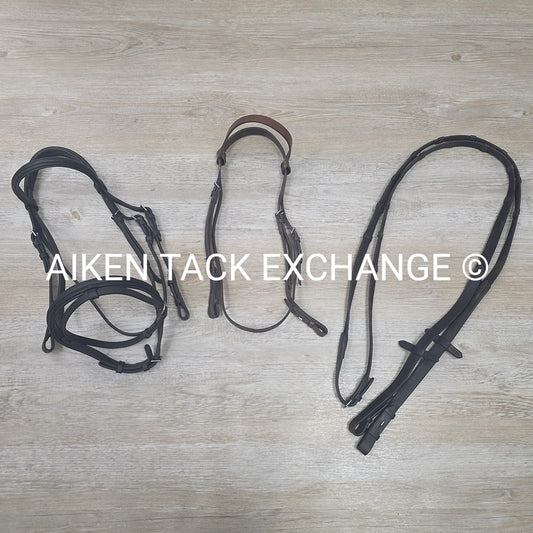 BARGAIN BUNDLE: Dressage Bridle, Plain Flat Headstall, & Passier Reins