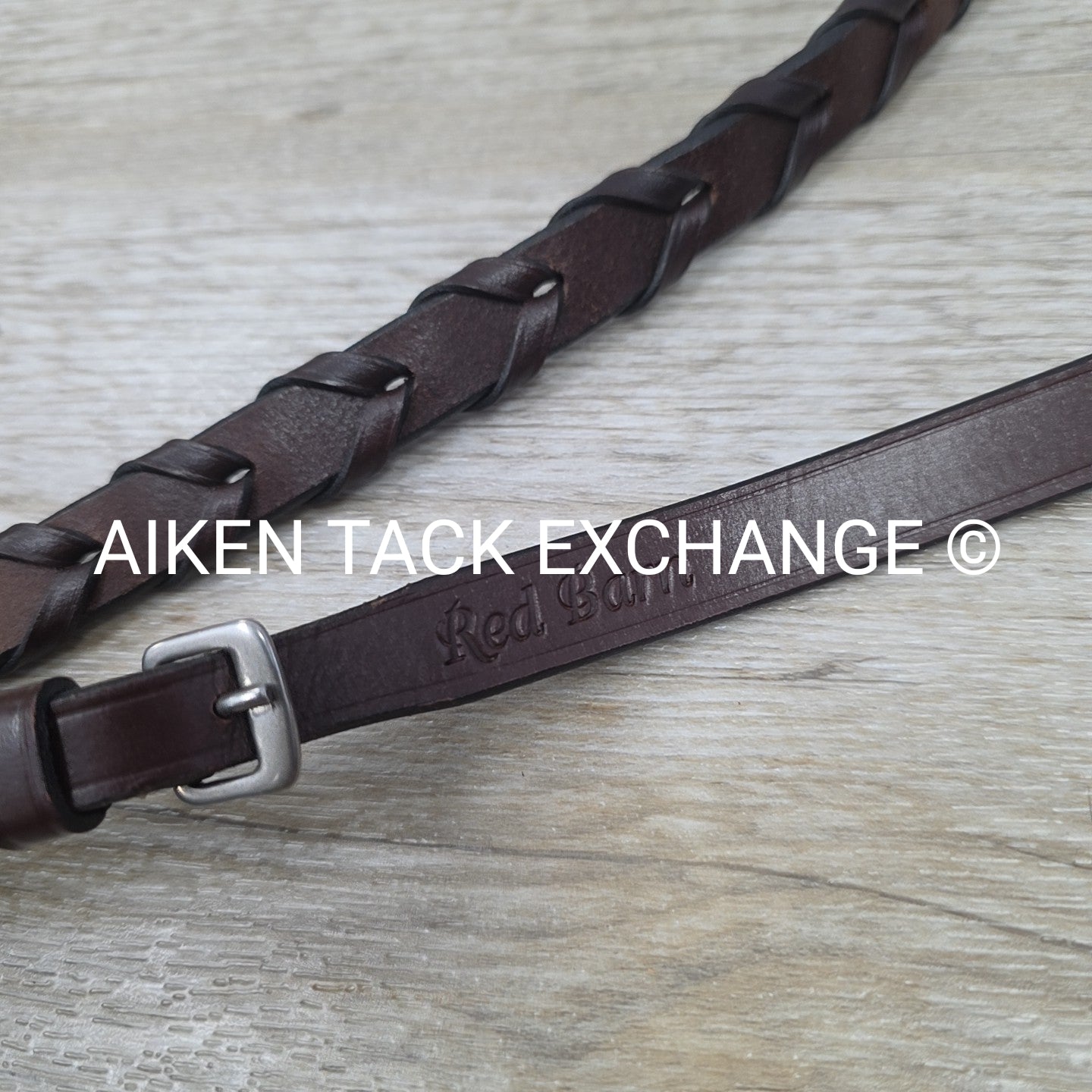 KL Select Red Barn Round Raised Fancy Stitch Laced Reins, Brown, Size Full