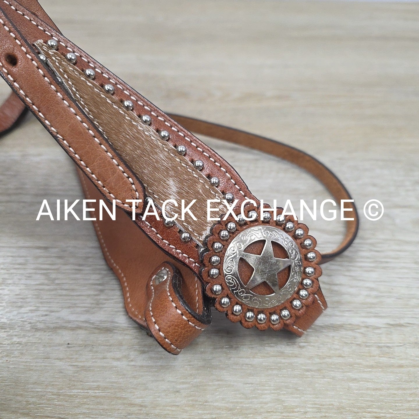 Royal King Browband Headstall with Hair Overlay, Brown, Size Full