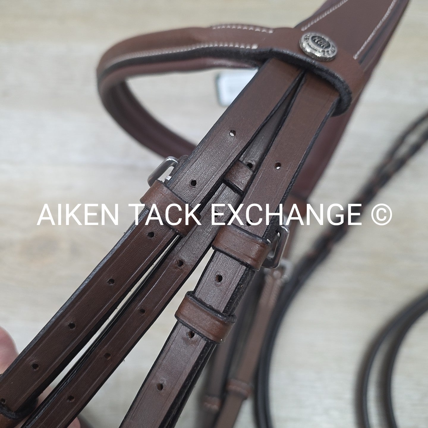 HDR Pro Mono Crown Fancy Stitch Padded Bridle with Reins, Brown, Oversize