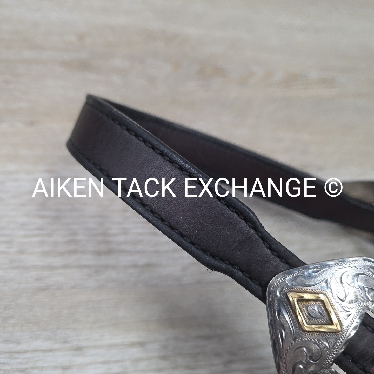Tory Leather Silver Plated Diamond Show Halter, Size Full