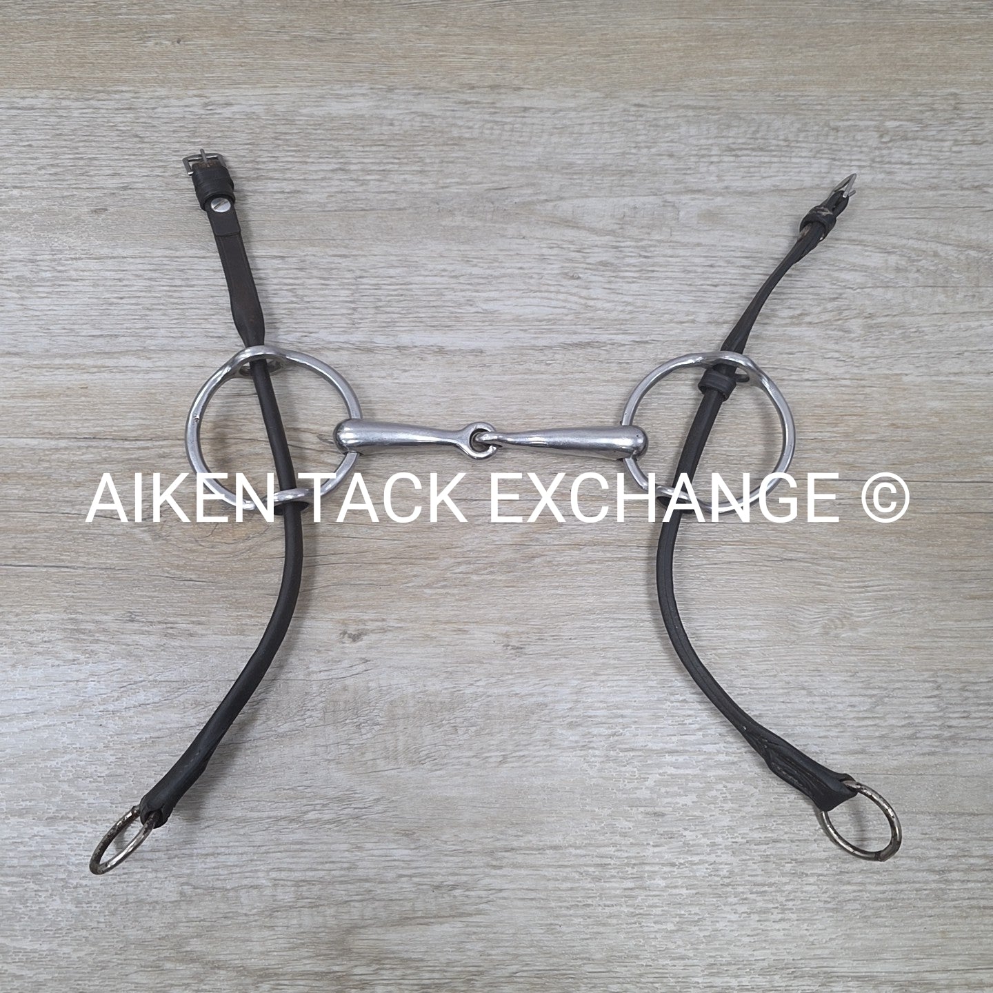 Single Joint Loose Ring Gag Bit with Leather Cheek Pieces 5.5"