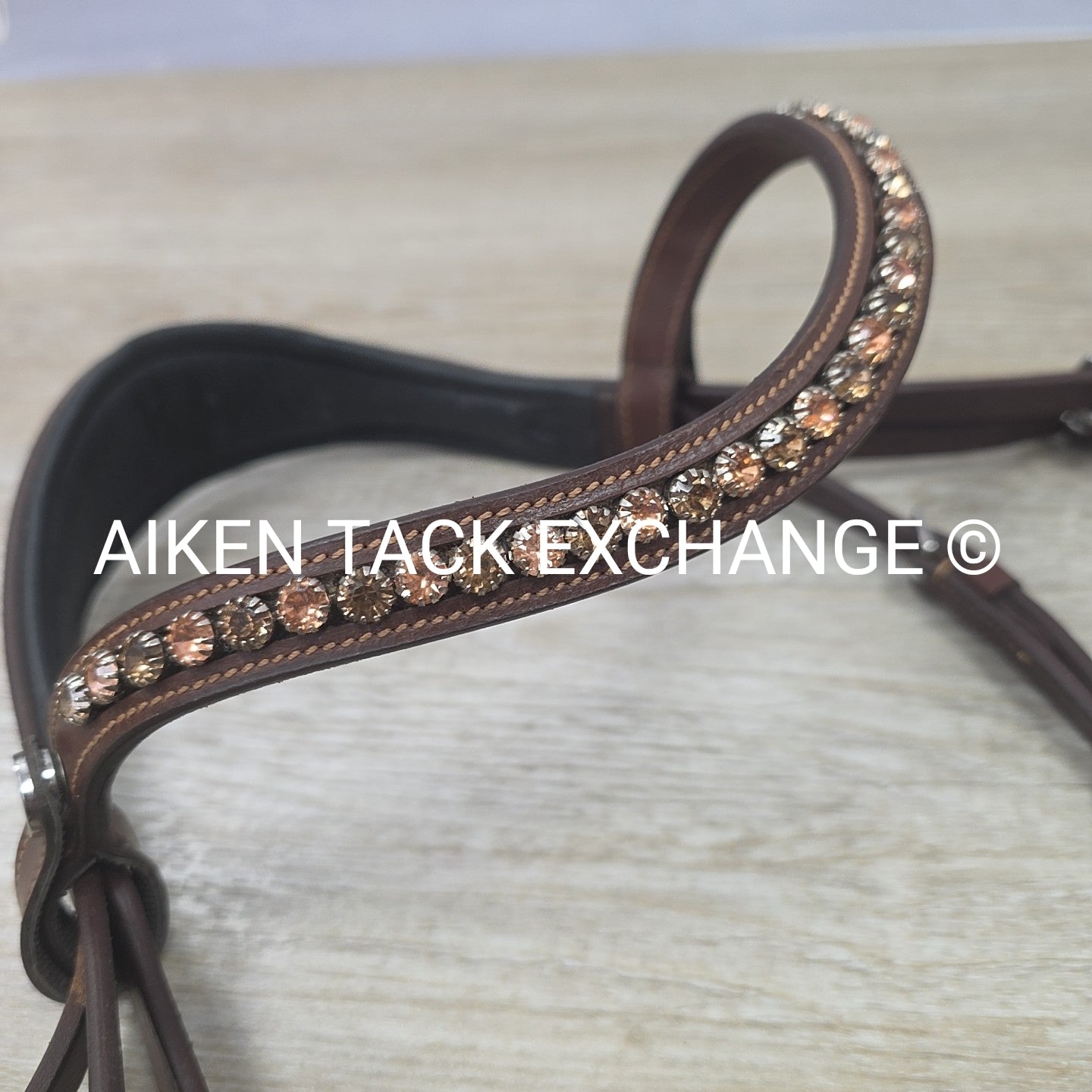 Lumiere Dressage Bridle, Missing Flash Strap, No Reins, Brown, Size Full