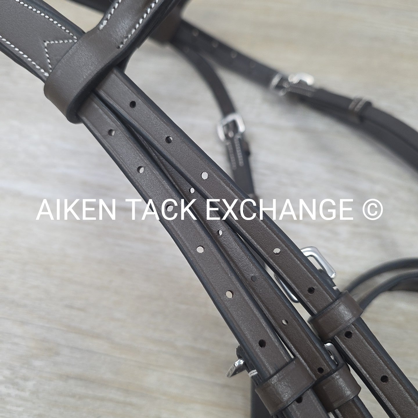 HDR Pro Mono Crown Flash Bridle with Rubber Reins, Havana, Size Full/Horse