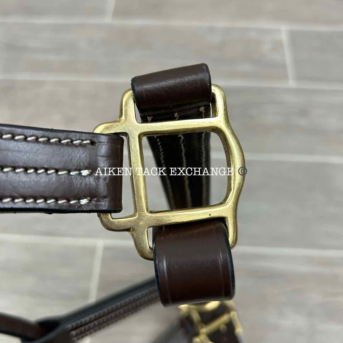 KL Select Black Oak Pine Leather Halter, Brown/Brass, Size Full