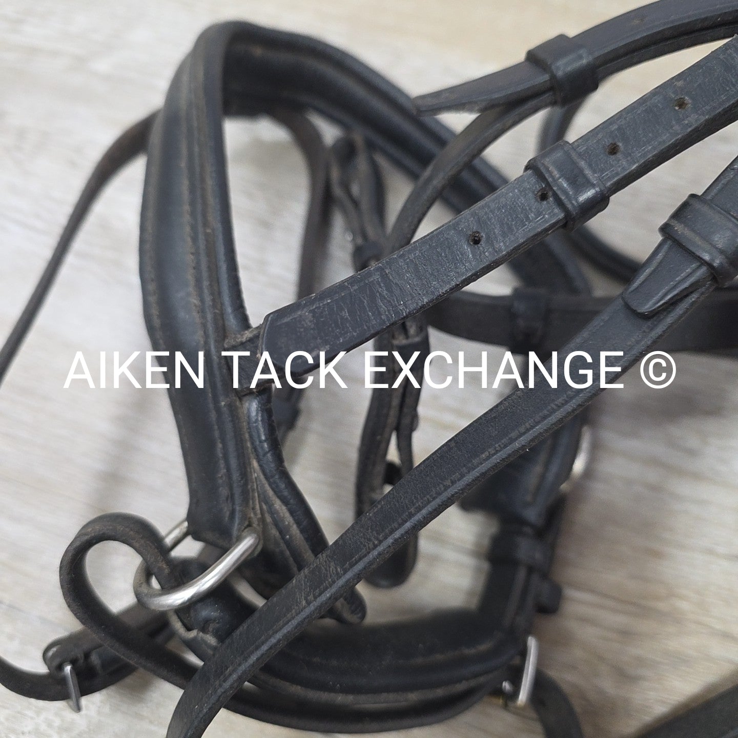 BARGAIN BUNDLE: Dressage Bridle with Rubber Reins, Black, Size Full