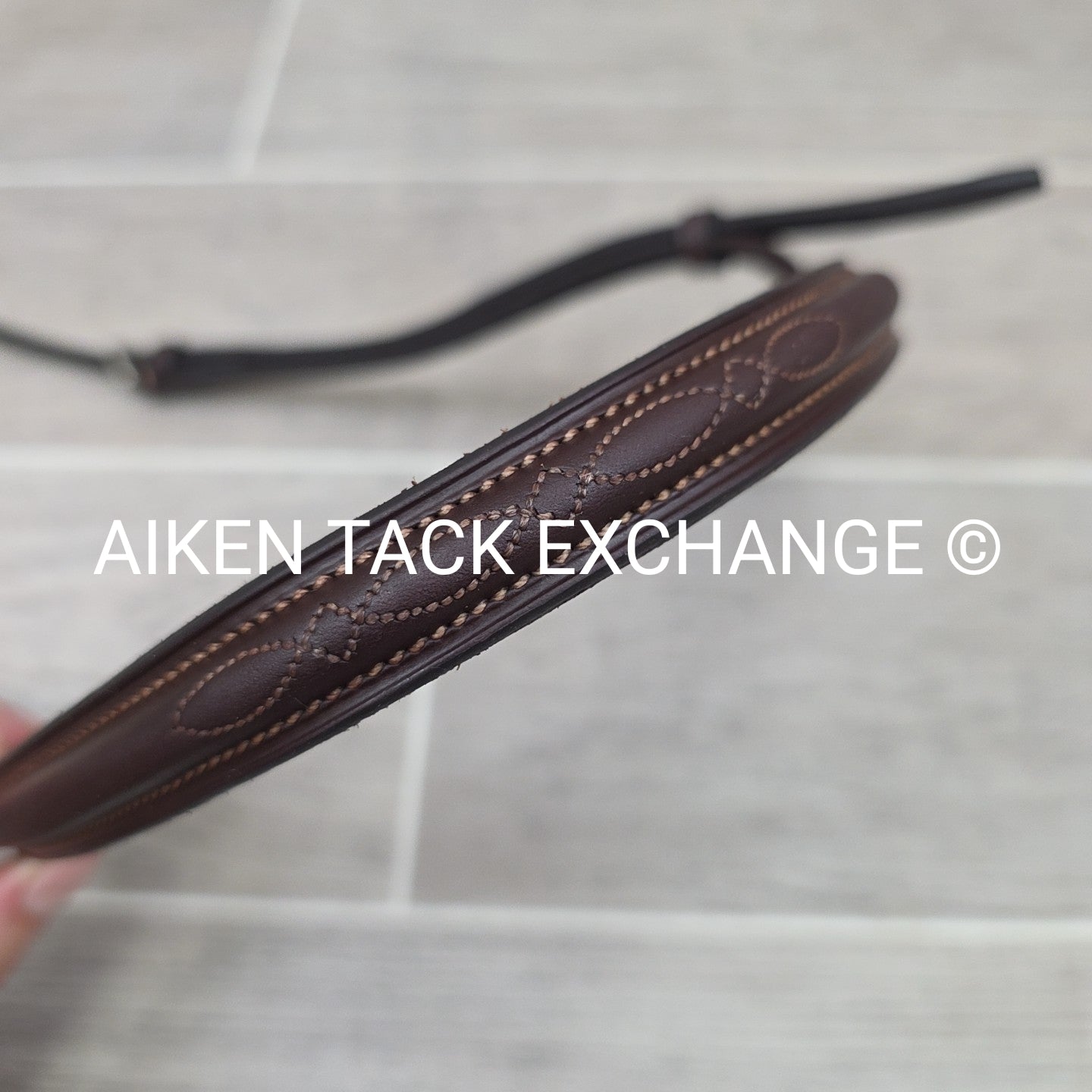 Fancy Stitched Noseband, Brown, Size Full