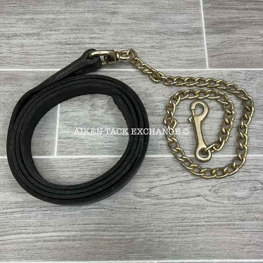Leather Lead with Brass Plated Chain