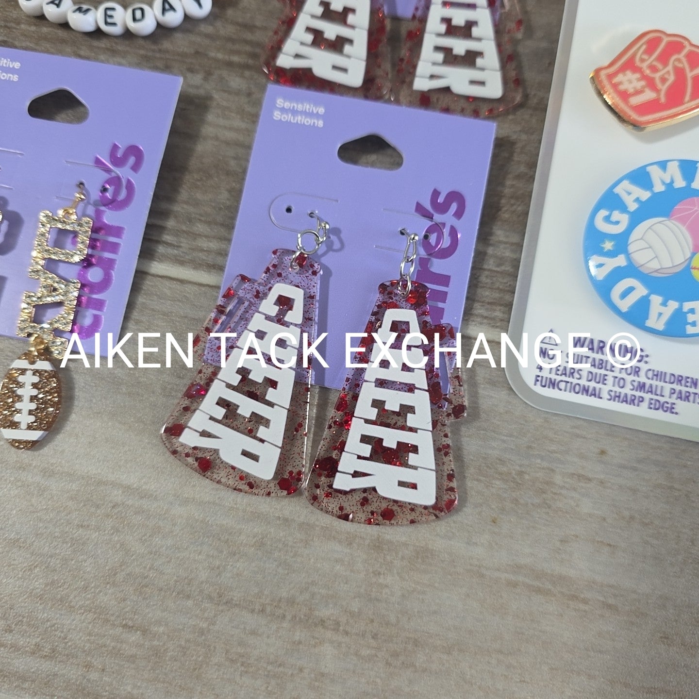 Claire's Game Day Bundle - 3 Pairs of Earrings, 2 Bracelets, 5 Button Pins