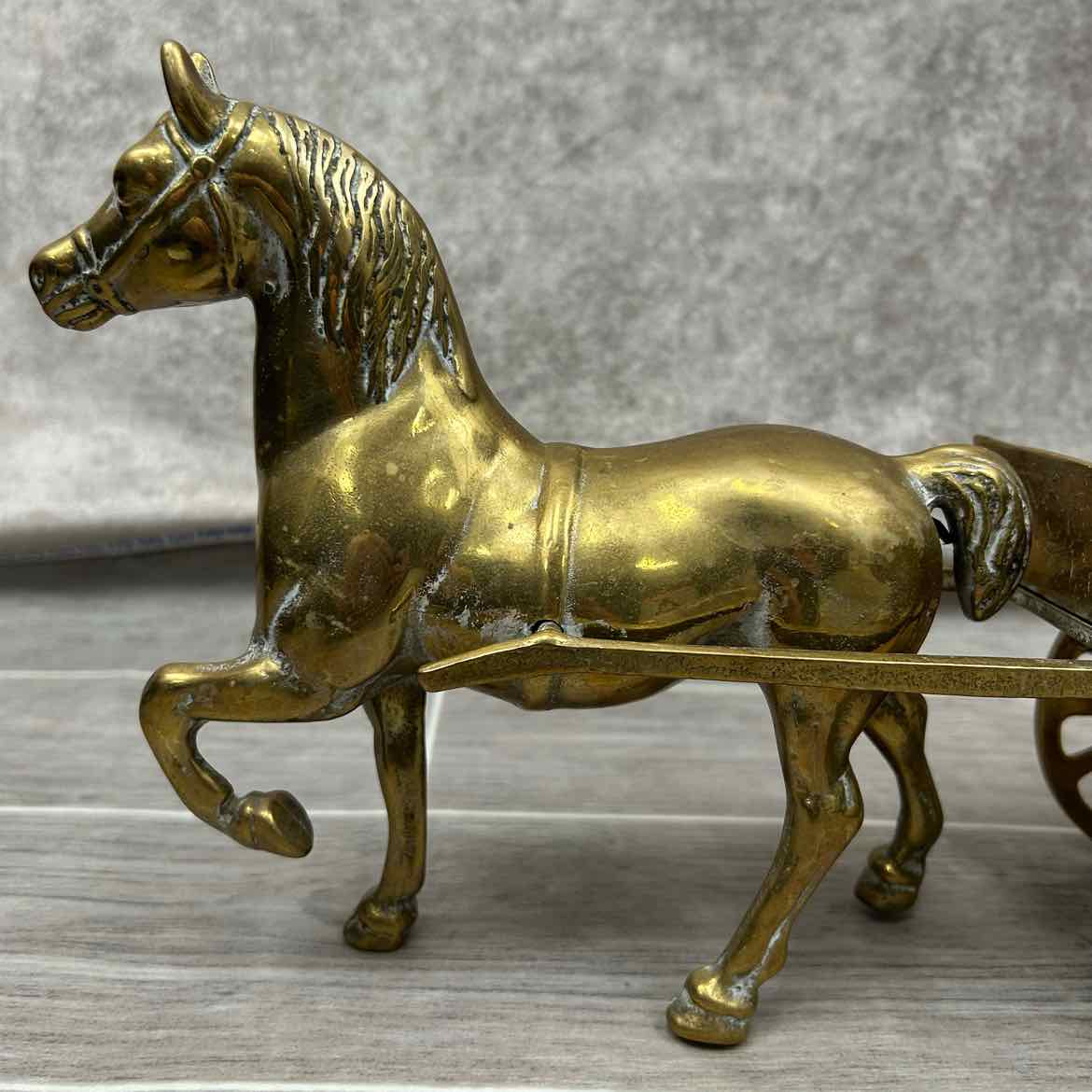 Brass Horse & Buggy Figurine