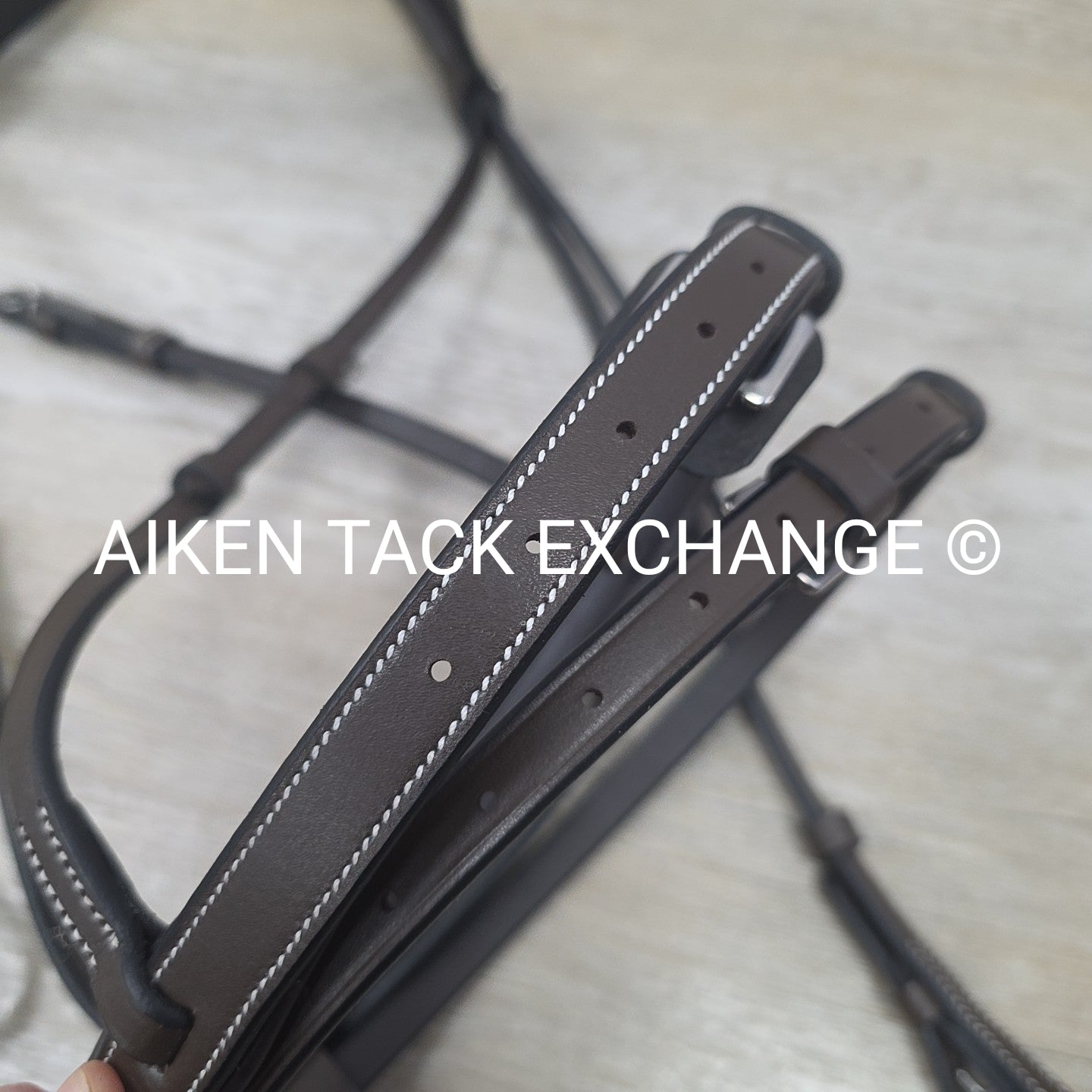 HDR Pro Mono Crown Flash Bridle with Rubber Reins, Havana, Size Full/Horse