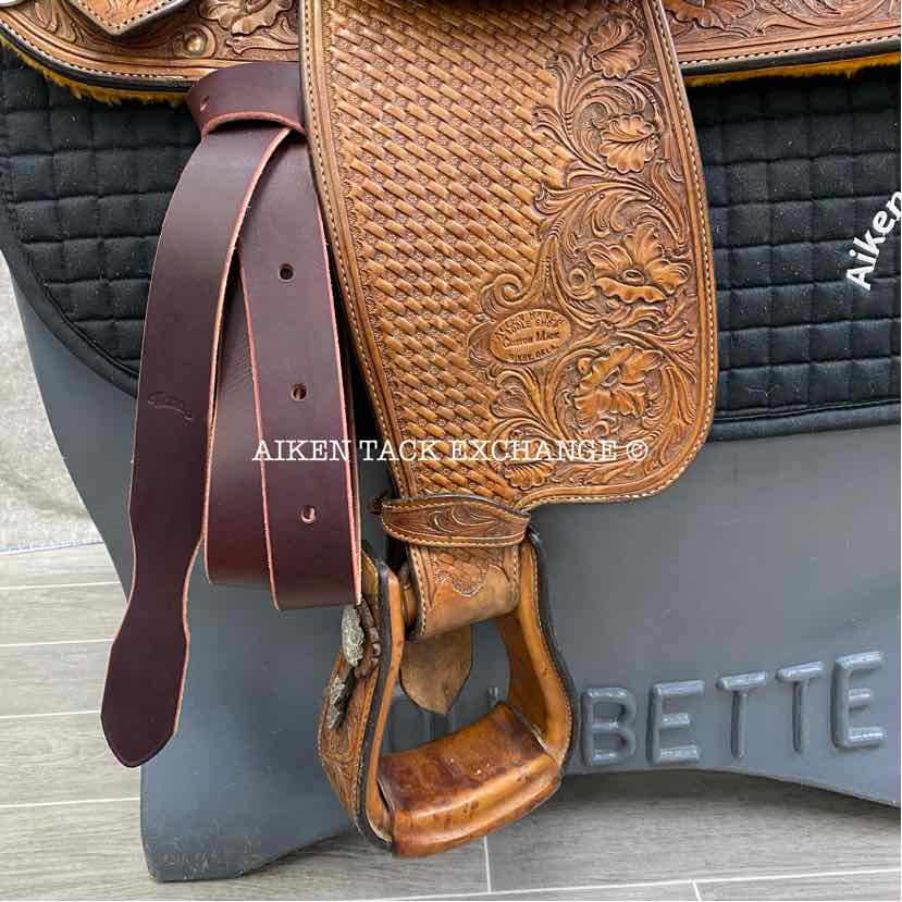 Allen Ranch Saddle Shop Western Saddle, 15" Seat, Regular Tree - Semi QH Bars